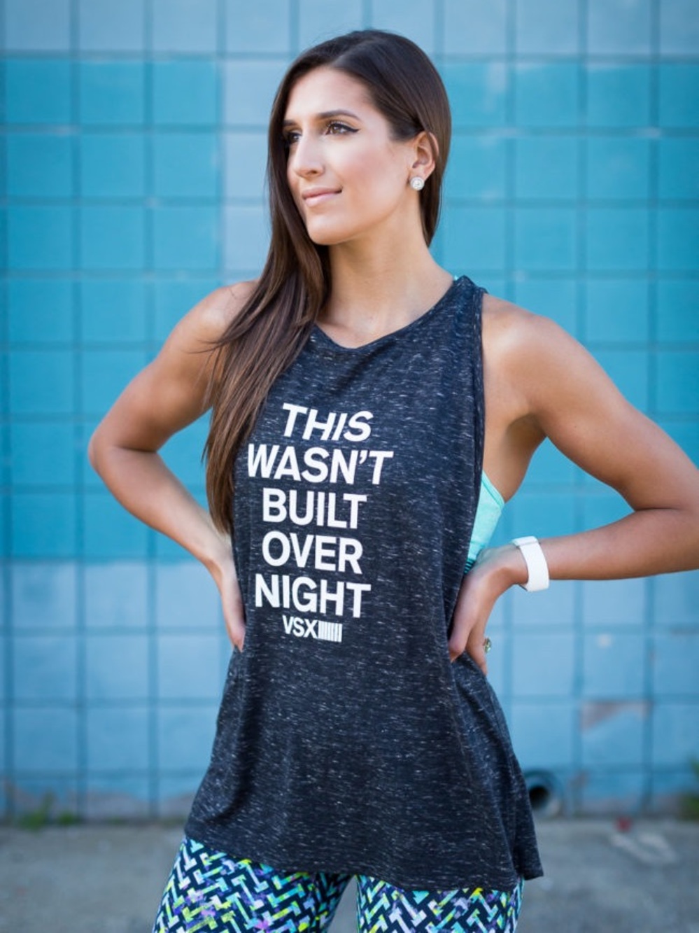 VSX Black Heathered Sport Tank “this wasn’t built over night” size Medium